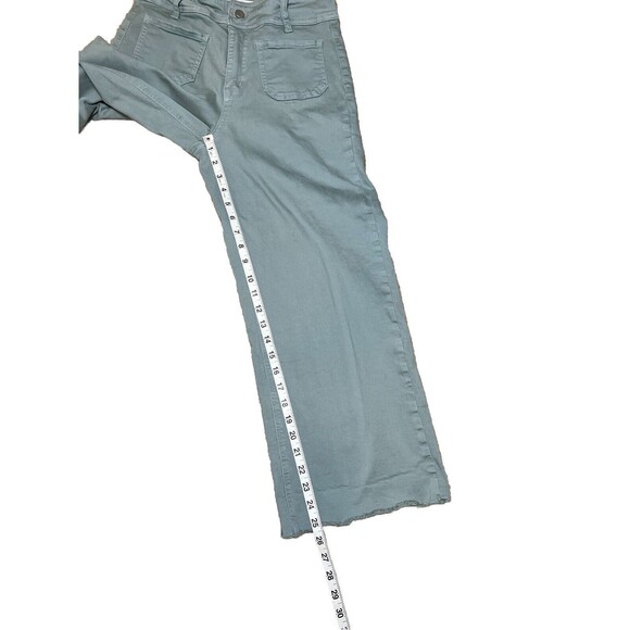 Mica Denim Buckle Super High Rise Cropped Wide Leg Stretch Pant 26 Mint Green - Picture 10 of 15